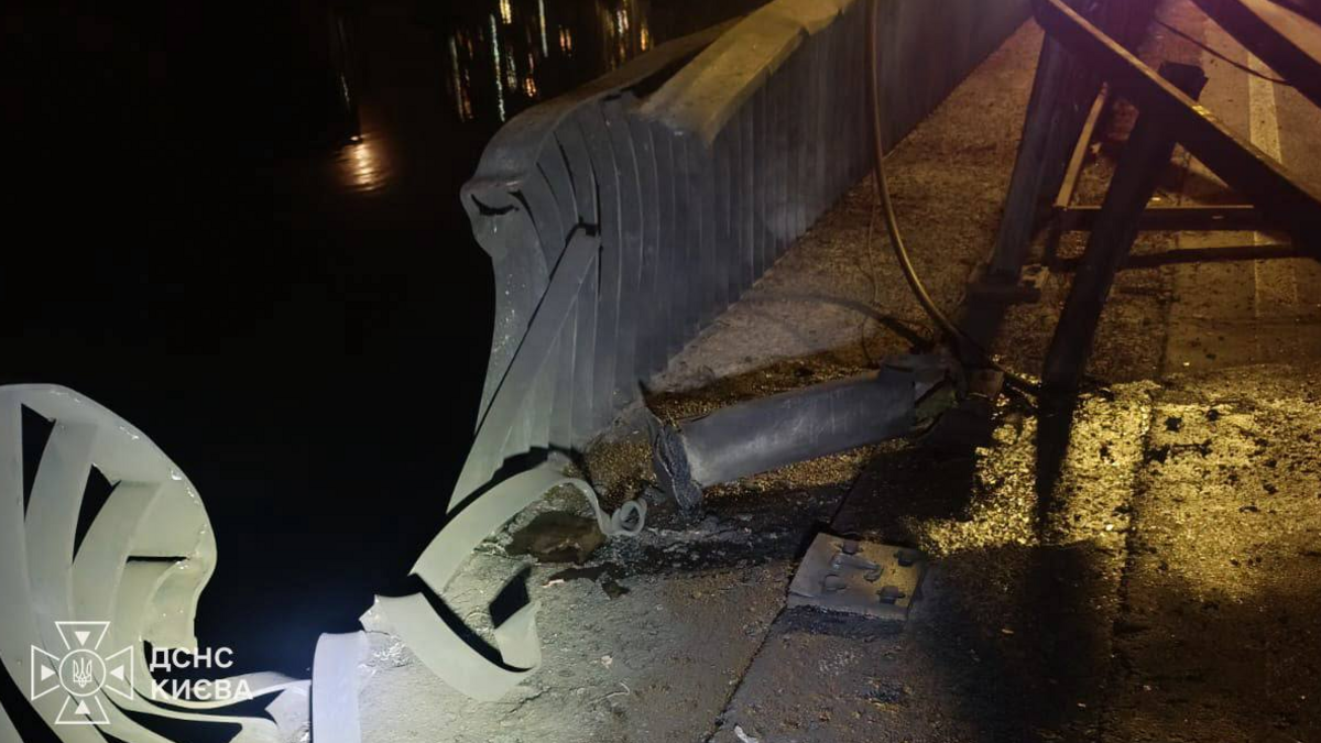 A damaged bridge in Kyiv after overnight Russian attack