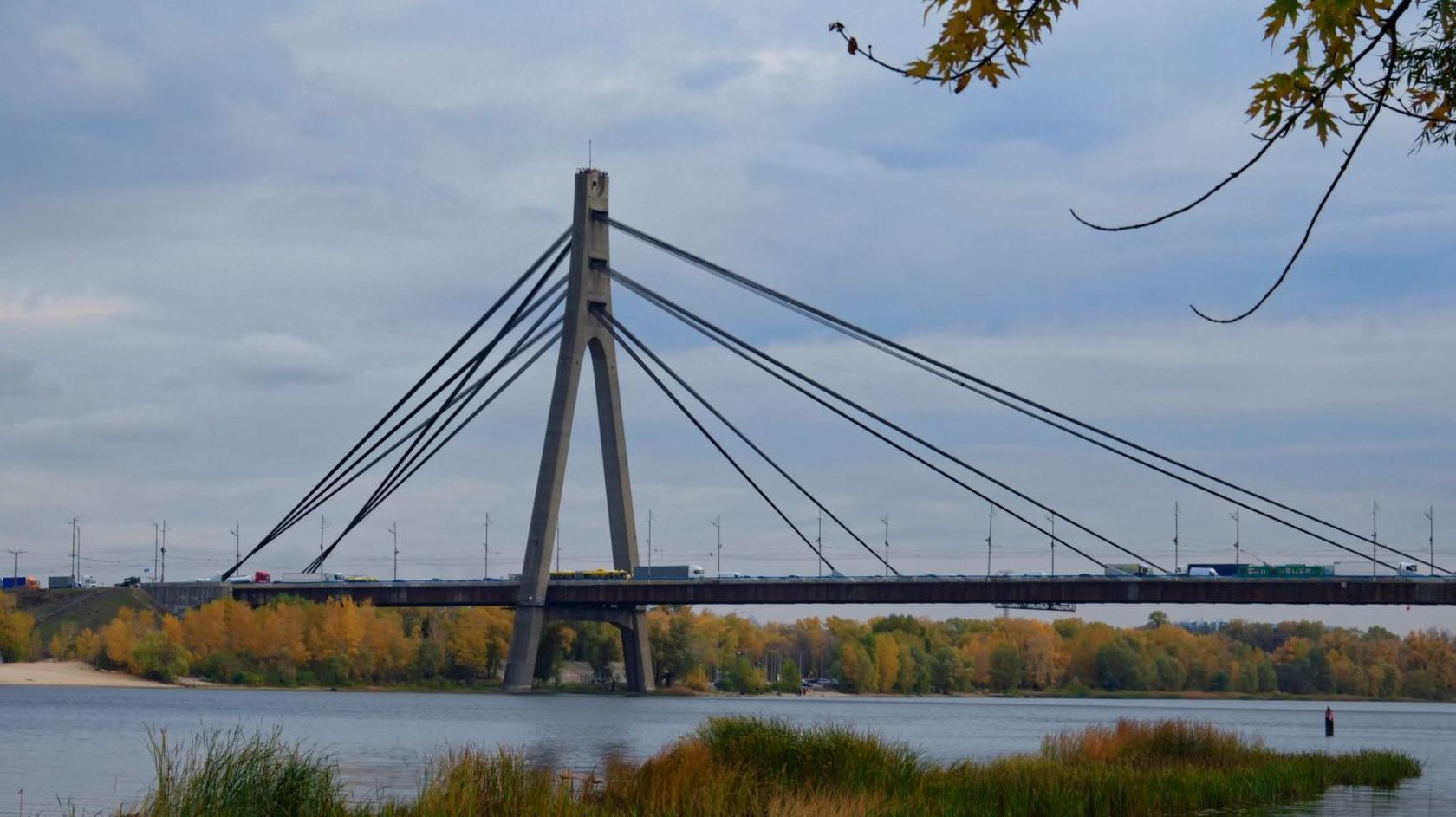 The Northern Bridge in Kyiv after drone strike