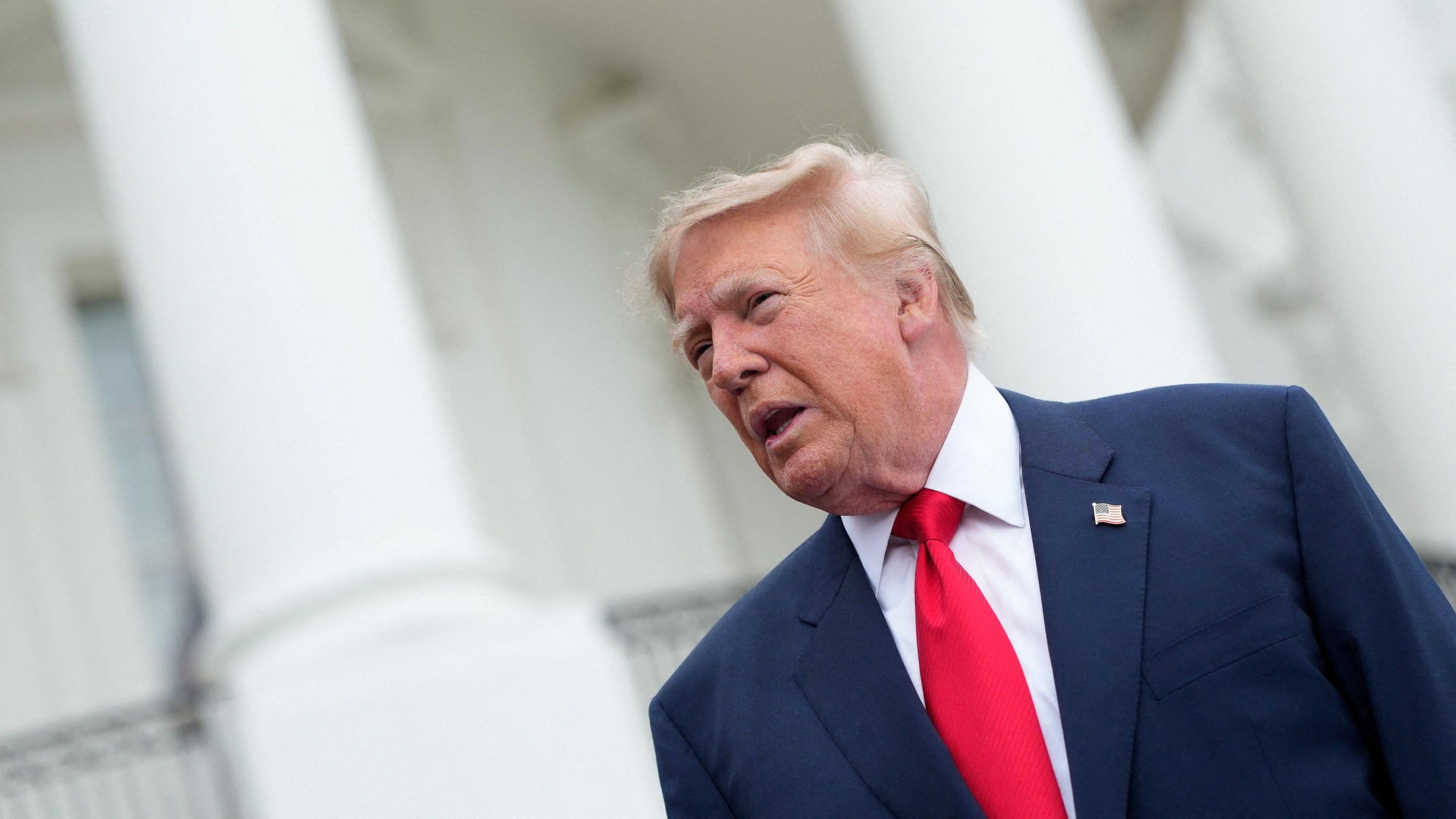 President Trump speaking on White House lawn