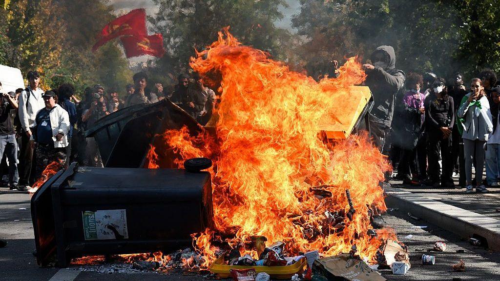 Students at a French school ignition protest