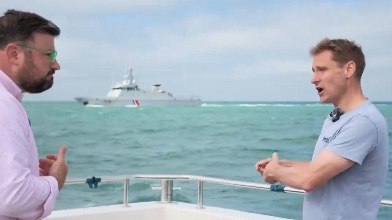 French Navy Patrolling Boat Fires Live Shots During BBC Interview